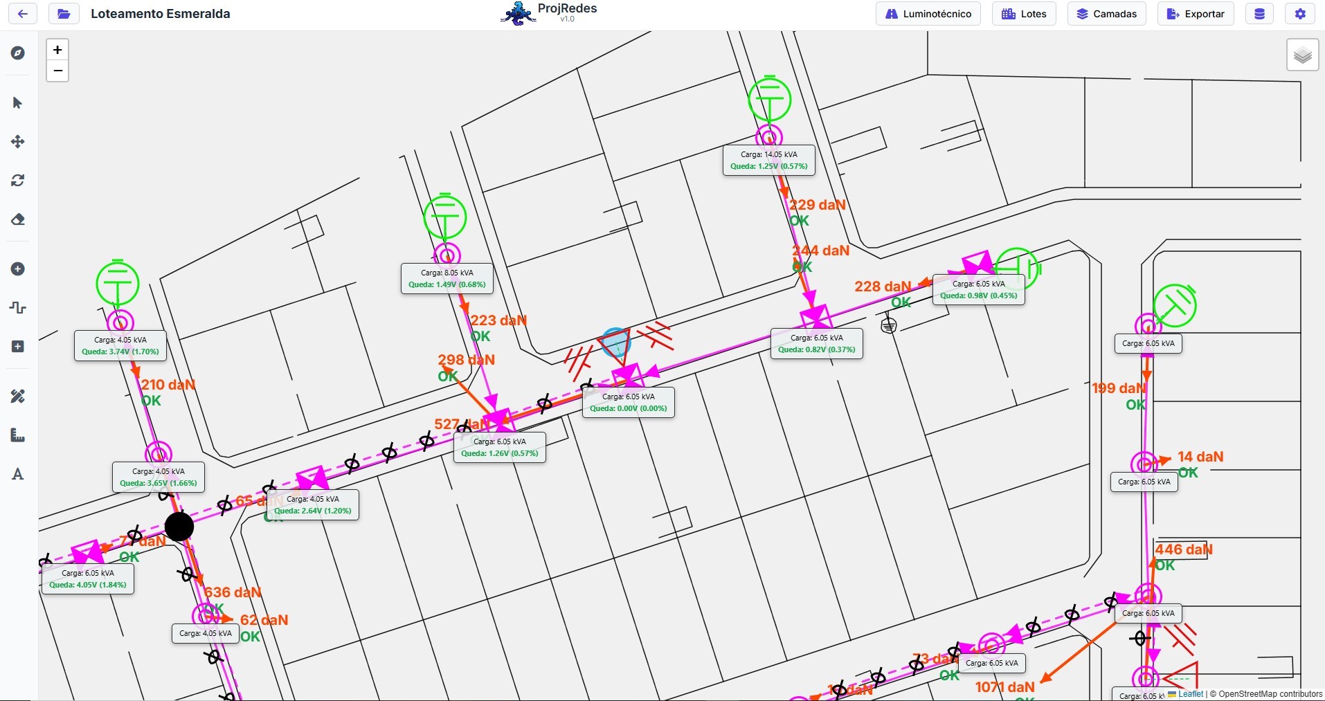 Queda de tensão e Esforços Mecânicos no ProjRedes