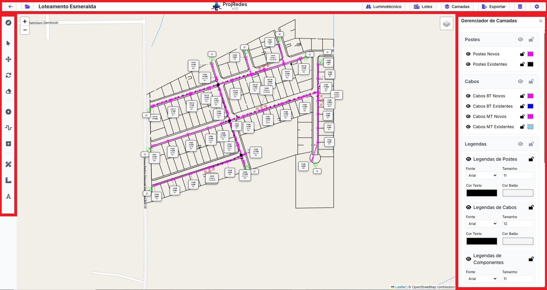 Editor de projetos do ProjRedes