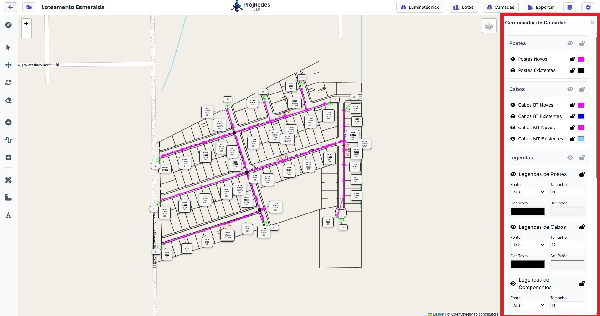 Inspector das Camadas no ProjRedes